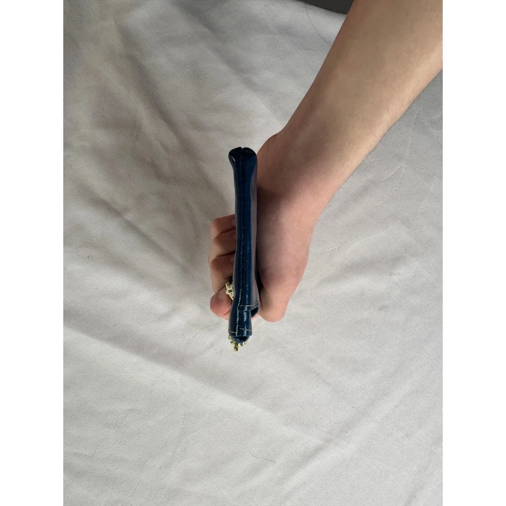 Brighton Blue Glazed Leather Coin Purse Card Holder‎ Key Ring Heart Zipper Pulls